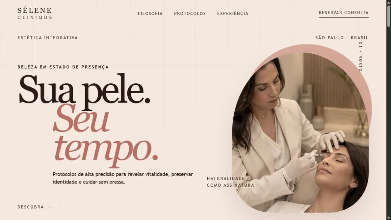 Página inicial do projeto Sélene Estética